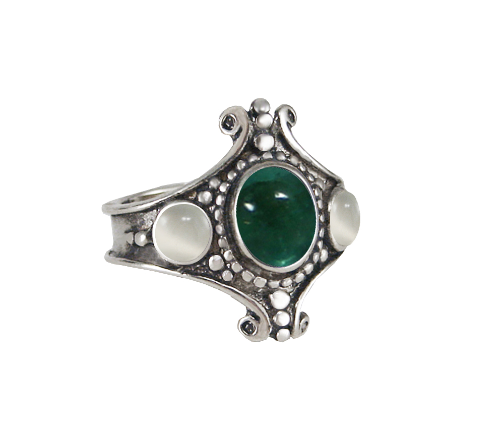 Sterling Silver Imperial Ring With Fluorite And White Moonstone Size 10